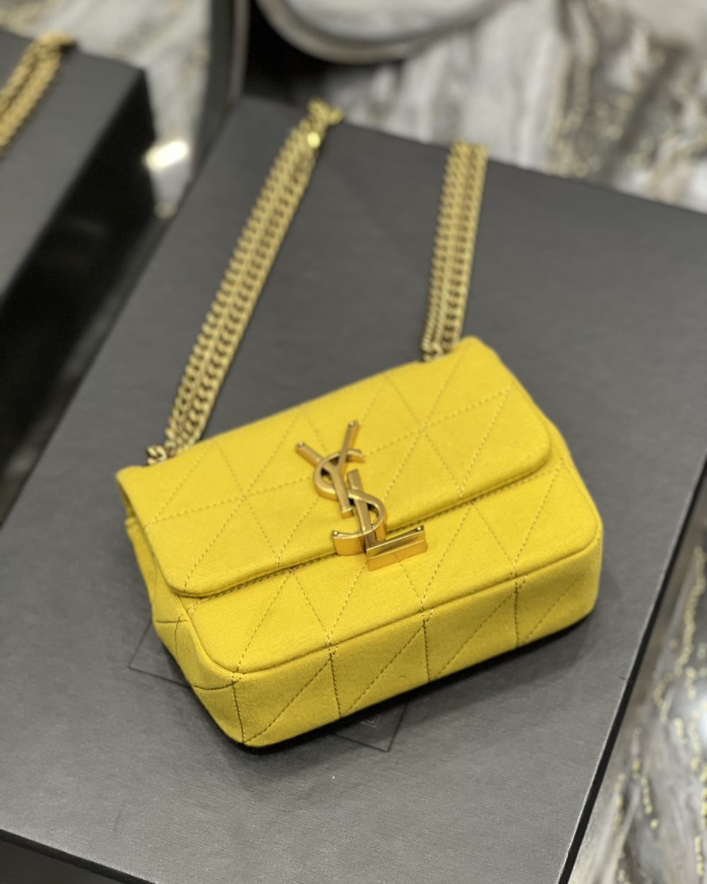 [REP 1:1] Saint Laurent Jamie Mini Chain Bag Yellow For Women, Women's Bags 6.9in/17.5cm YSL