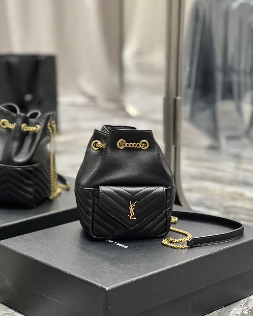 [REP 1:1] Saint Laurent JOE Mini Backpack Black For Women, Women's Bags 7.5in/19cm YSL 7016311EL071000