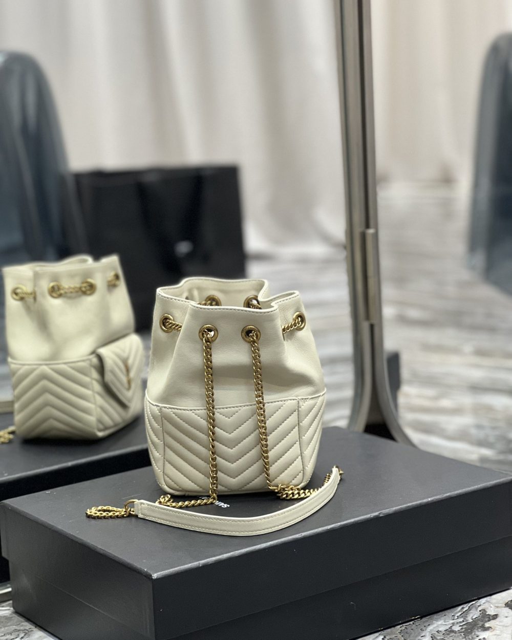 [REP 1:1] Saint Laurent JOE Mini Backpack White For Women, Women's Bags 7.5in/19cm YSL 7016311EL079207