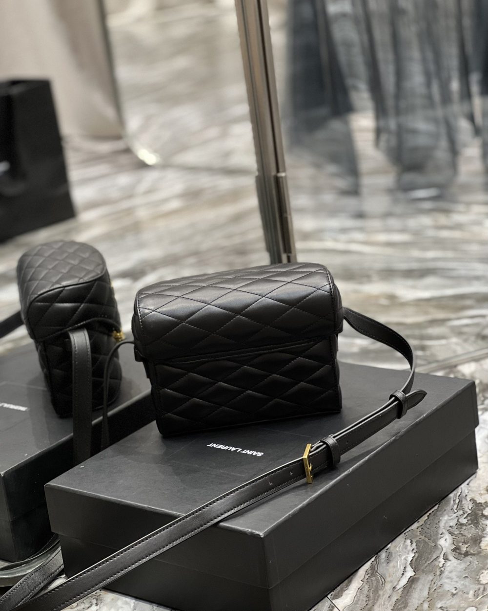 [REP 1:1] Saint Laurent June Box Bag Black For Women, Women's Bags 7.5in/19cm YSL 7100801EL071000