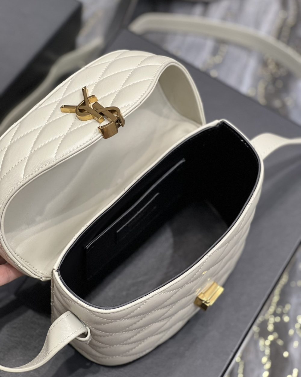 [REP 1:1] Saint Laurent June Box Bag White For Women, Women's Bags 7.5in/19cm YSL