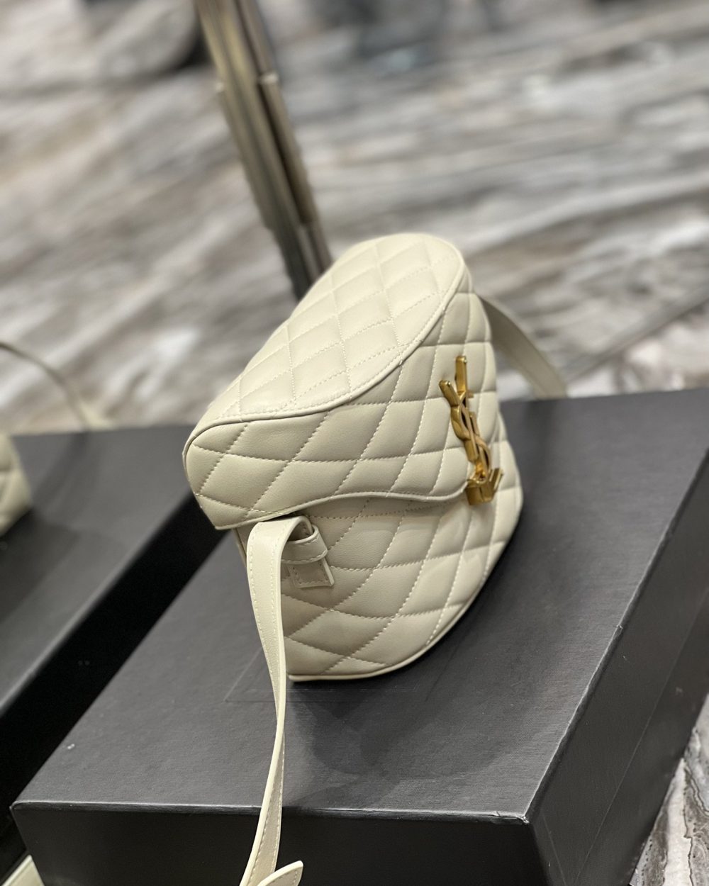 [REP 1:1] Saint Laurent June Box Bag White For Women, Women's Bags 7.5in/19cm YSL