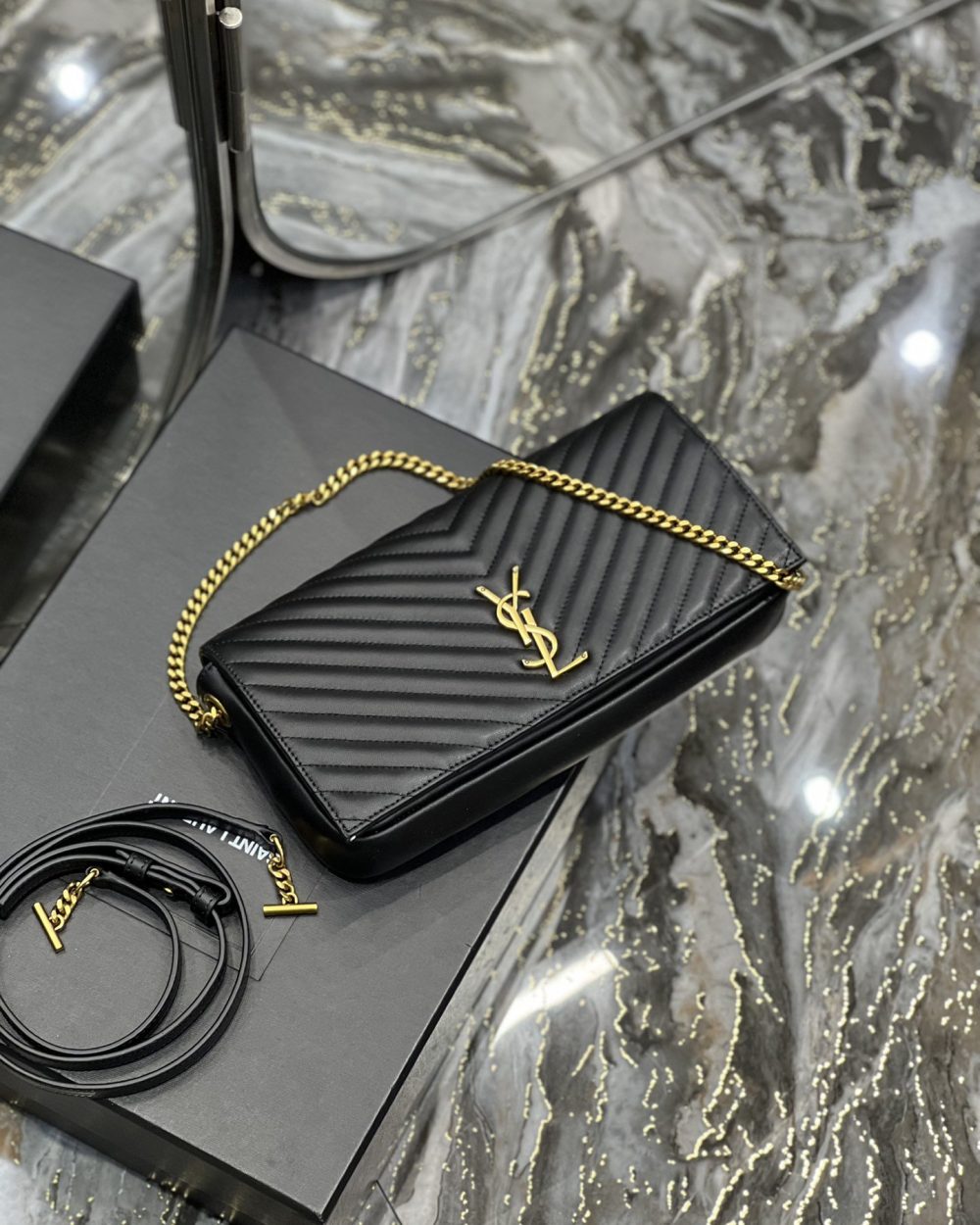 [REP 1:1] Saint Laurent Kata 99 Chain Bag Black With Gold Hardware For Women 10.2in/26cm YSL