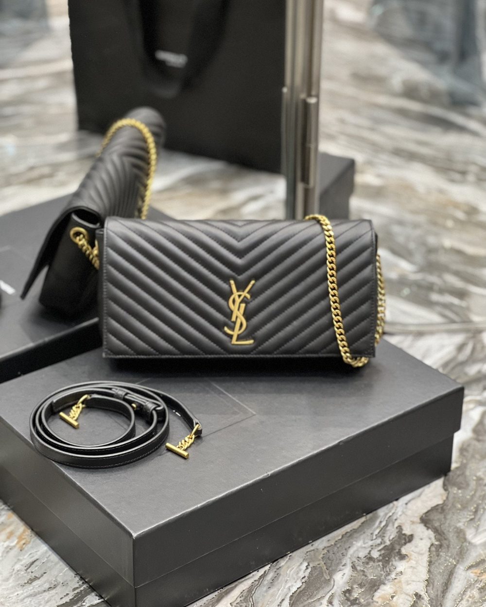 [REP 1:1] Saint Laurent Kata 99 Chain Bag Black With Gold Hardware For Women 10.2in/26cm YSL