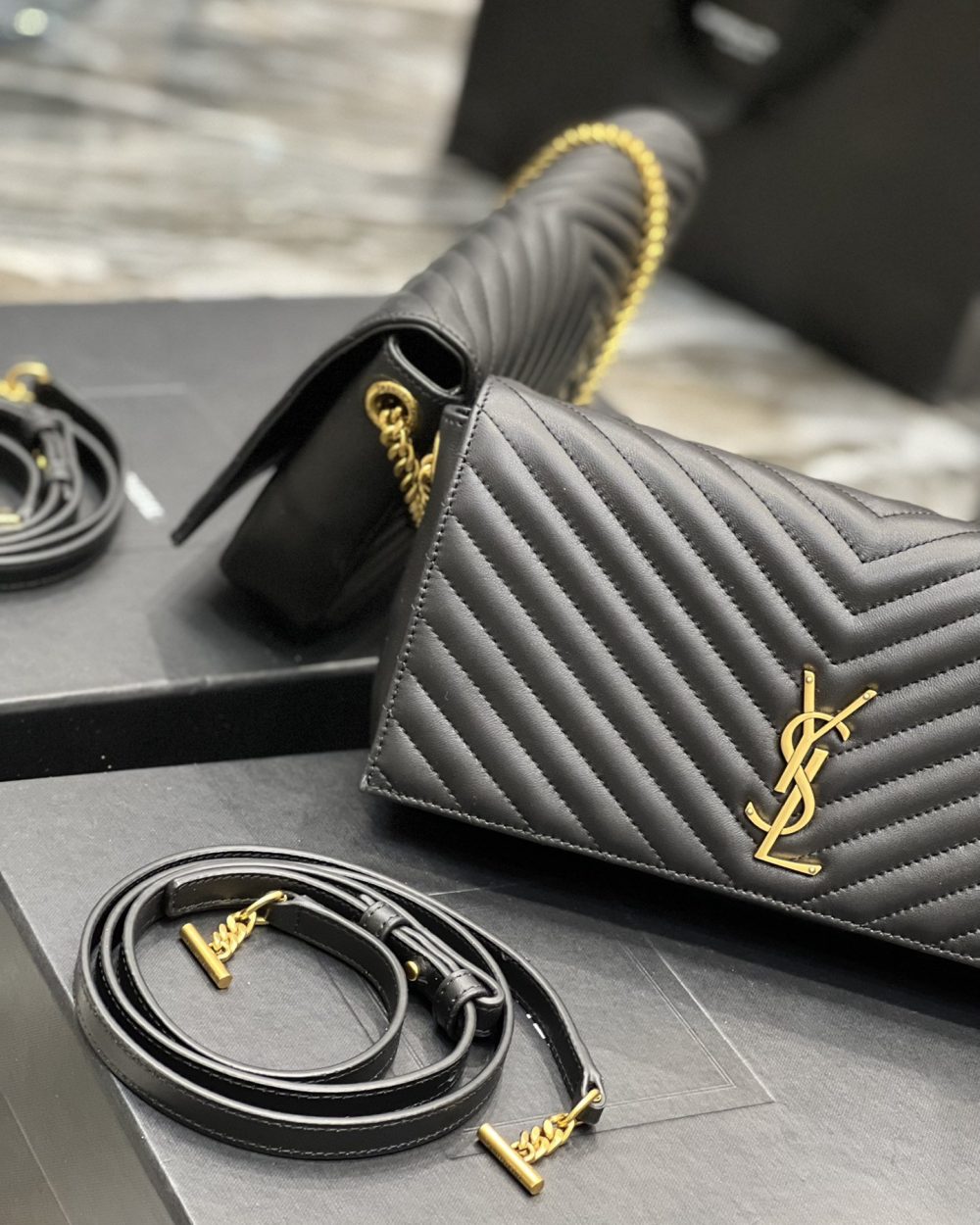 [REP 1:1] Saint Laurent Kata 99 Chain Bag Black With Gold Hardware For Women 10.2in/26cm YSL