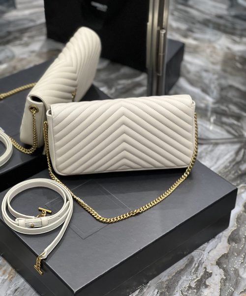 [REP 1:1] Saint Laurent Kata 99 Chain Bag White With Gold Hardware For Women 10.2in/26cm YSL