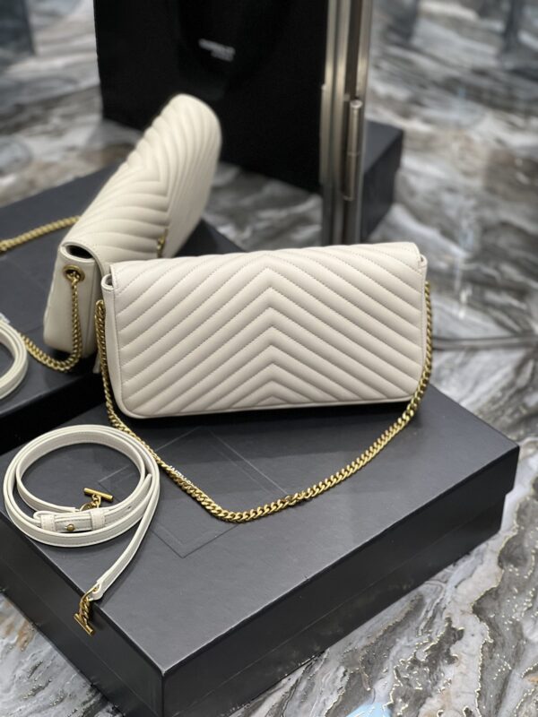 [REP 1:1] Saint Laurent Kata 99 Chain Bag White With Gold Hardware For Women 10.2in/26cm YSL