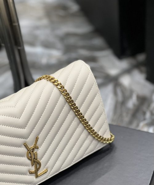 [REP 1:1] Saint Laurent Kata 99 Chain Bag White With Gold Hardware For Women 10.2in/26cm YSL