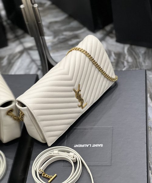 [REP 1:1] Saint Laurent Kata 99 Chain Bag White With Gold Hardware For Women 10.2in/26cm YSL