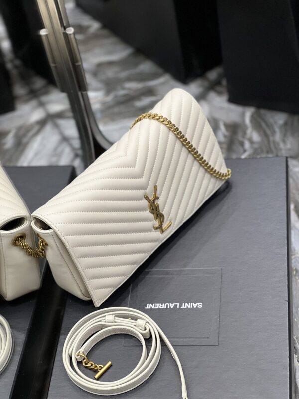 [REP 1:1] Saint Laurent Kata 99 Chain Bag White With Gold Hardware For Women 10.2in/26cm YSL
