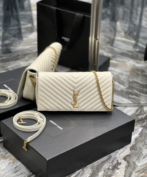 [REP 1:1] Saint Laurent Kata 99 Chain Bag White With Gold Hardware For Women 10.2in/26cm YSL
