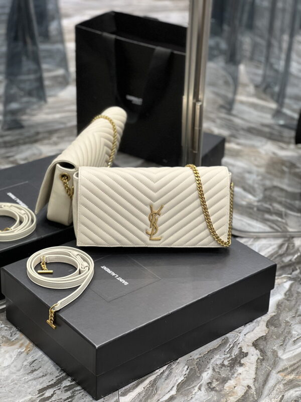 [REP 1:1] Saint Laurent Kata 99 Chain Bag White With Gold Hardware For Women 10.2in/26cm YSL