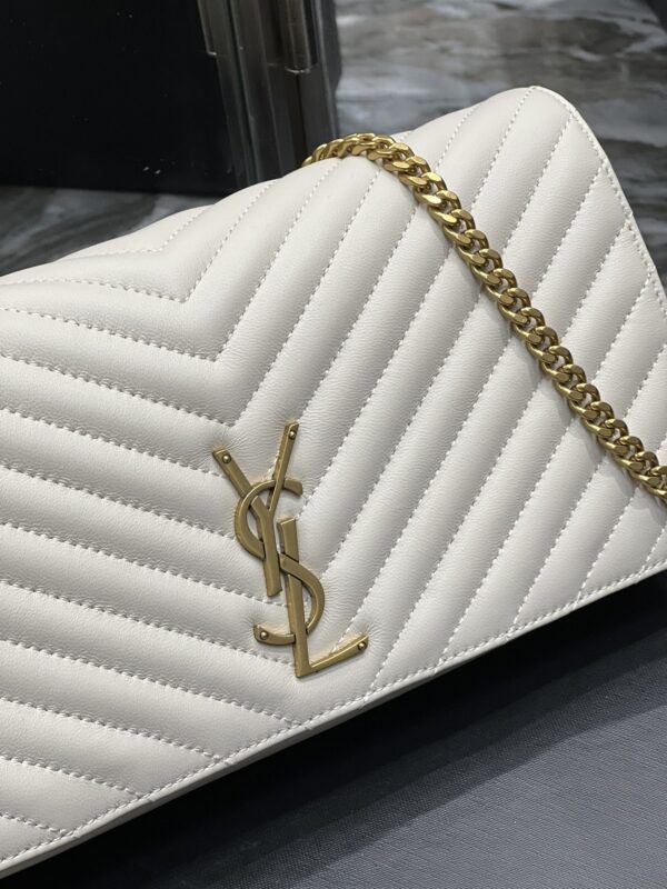 [REP 1:1] Saint Laurent Kata 99 Chain Bag White With Gold Hardware For Women 10.2in/26cm YSL