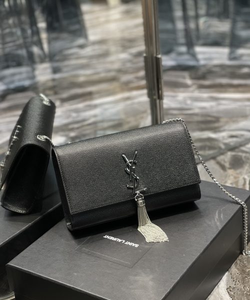 [REP 1:1] Saint Laurent Kata Medium Chain Bag Black With Tassel For Women 9.4in/24cm YSL 354119BOW0N1000