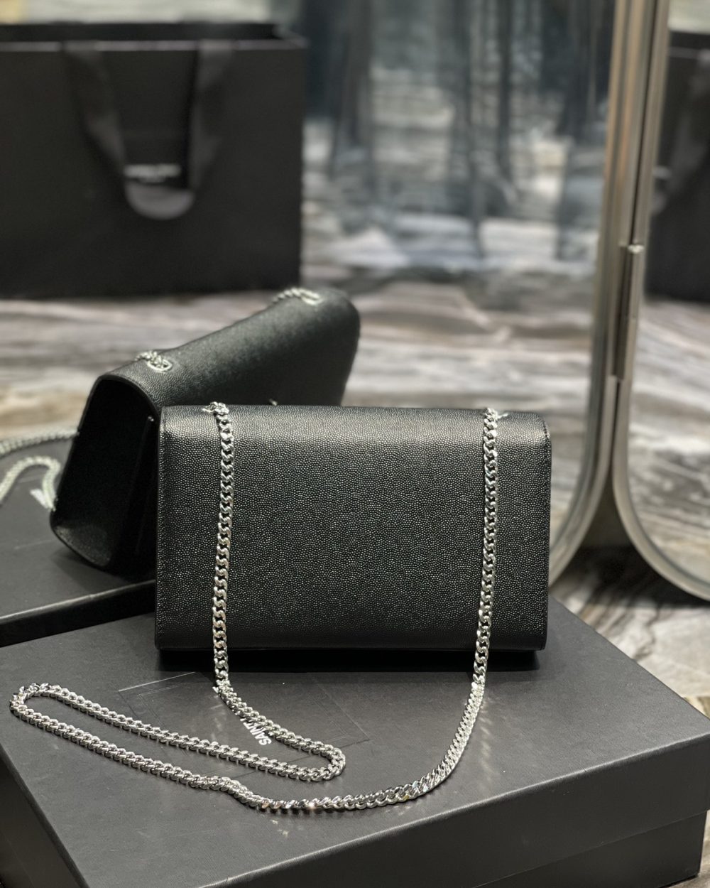 [REP 1:1] Saint Laurent Kata Medium Chain Bag Black With Tassel For Women 9.4in/24cm YSL 354119BOW0N1000