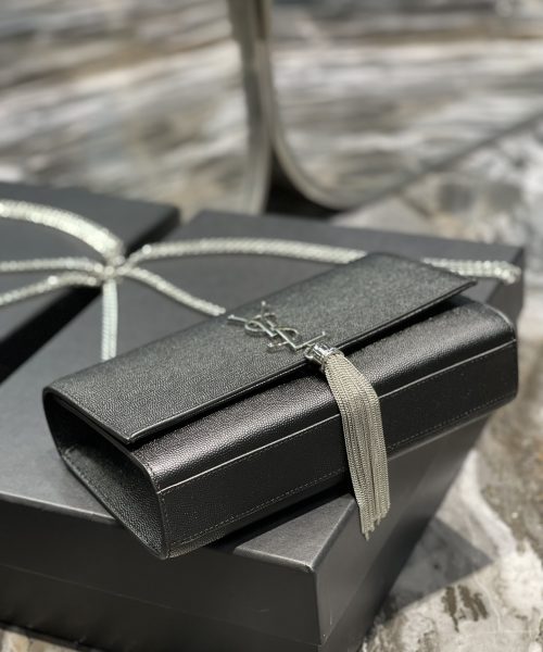 [REP 1:1] Saint Laurent Kata Medium Chain Bag Black With Tassel For Women 9.4in/24cm YSL 354119BOW0N1000