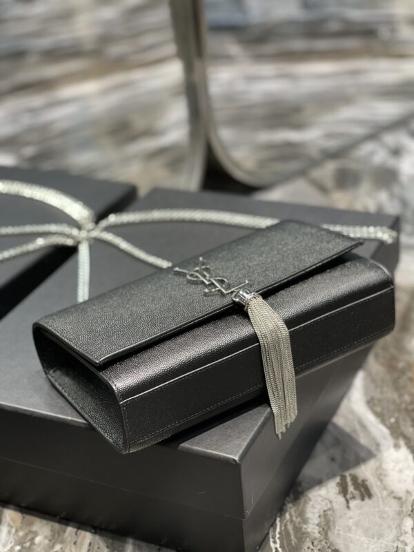[REP 1:1] Saint Laurent Kata Medium Chain Bag Black With Tassel For Women 9.4in/24cm YSL 354119BOW0N1000