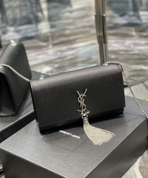 [REP 1:1] Saint Laurent Kata Medium Chain Bag Black With Tassel For Women 9.4in/24cm YSL 354119BOW0N1000