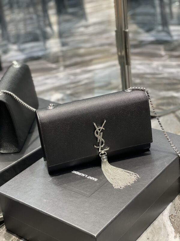 [REP 1:1] Saint Laurent Kata Medium Chain Bag Black With Tassel For Women 9.4in/24cm YSL 354119BOW0N1000
