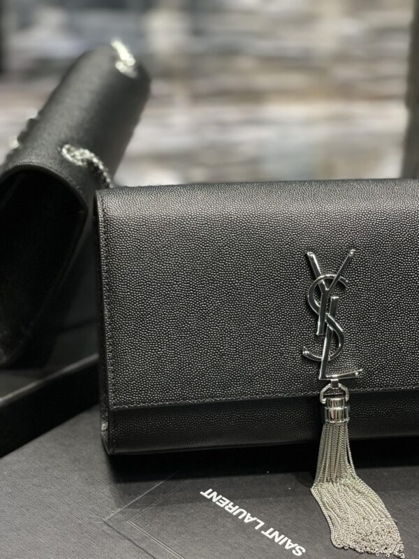 [REP 1:1] Saint Laurent Kata Medium Chain Bag Black With Tassel For Women 9.4in/24cm YSL 354119BOW0N1000