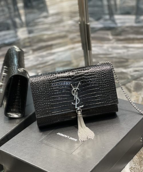 [REP 1:1] Saint Laurent Kata Medium Chain Bag Black With Tassel For Women 9.4in/24cm YSL 354119DND0N1000