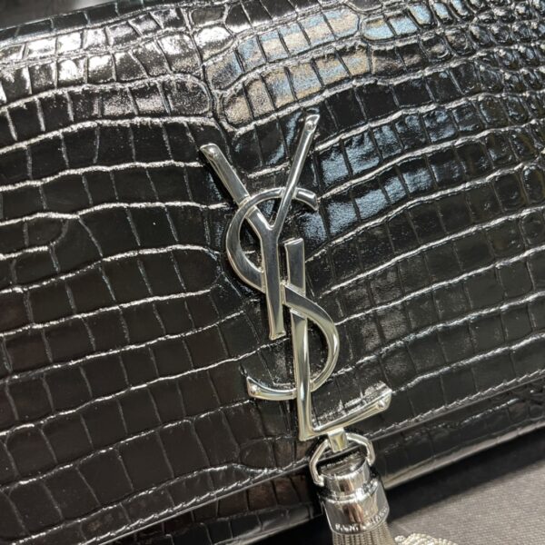 [REP 1:1] Saint Laurent Kata Medium Chain Bag Black With Tassel For Women 9.4in/24cm YSL 354119DND0N1000