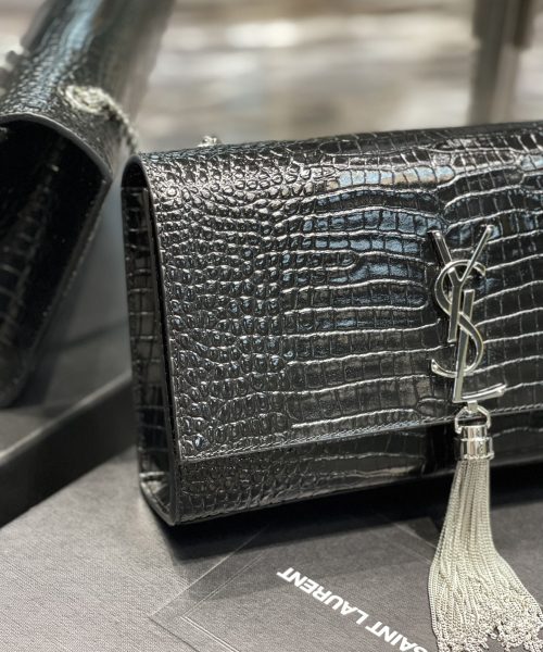[REP 1:1] Saint Laurent Kata Medium Chain Bag Black With Tassel For Women 9.4in/24cm YSL 354119DND0N1000