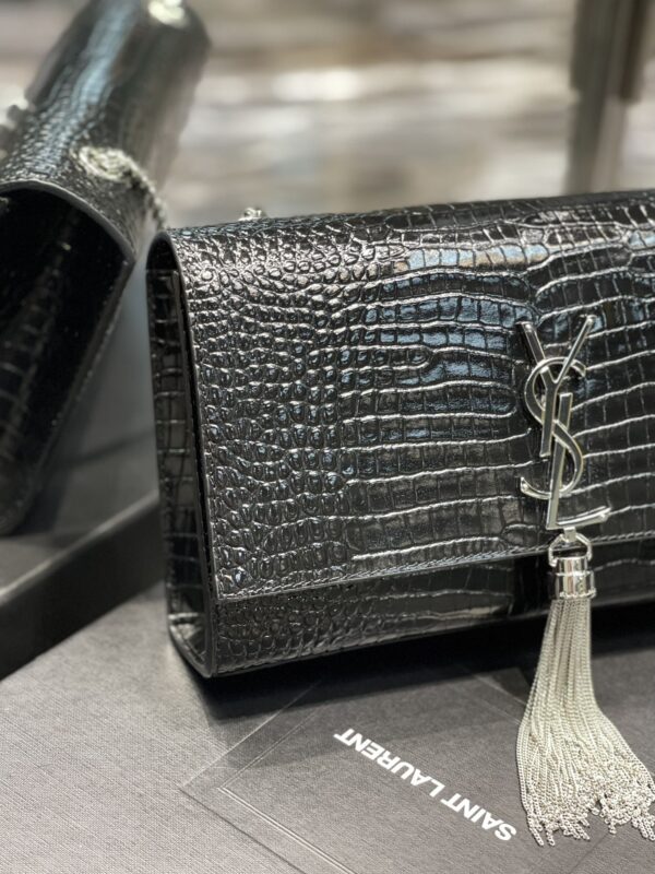 [REP 1:1] Saint Laurent Kata Medium Chain Bag Black With Tassel For Women 9.4in/24cm YSL 354119DND0N1000