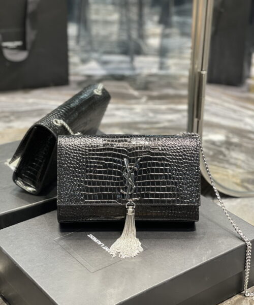 [REP 1:1] Saint Laurent Kata Medium Chain Bag Black With Tassel For Women 9.4in/24cm YSL 354119DND0N1000