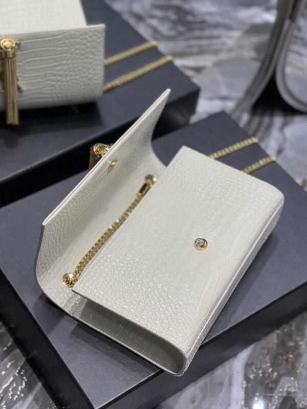 [REP 1:1] Saint Laurent Kata Medium Chain Bag White Vintage With Tassel For Women 9.4in/24cm YSL 354119DND0J9207