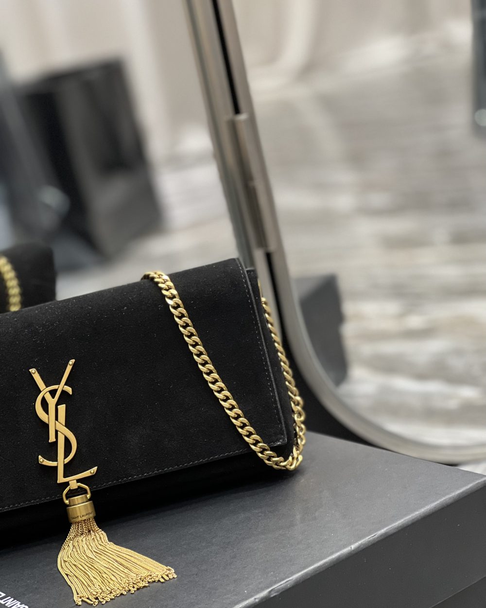 [REP 1:1] Saint Laurent Kate 99 Chain Bag With Tassel Black For Women, Women's Bags 10.2in/26cm YSL