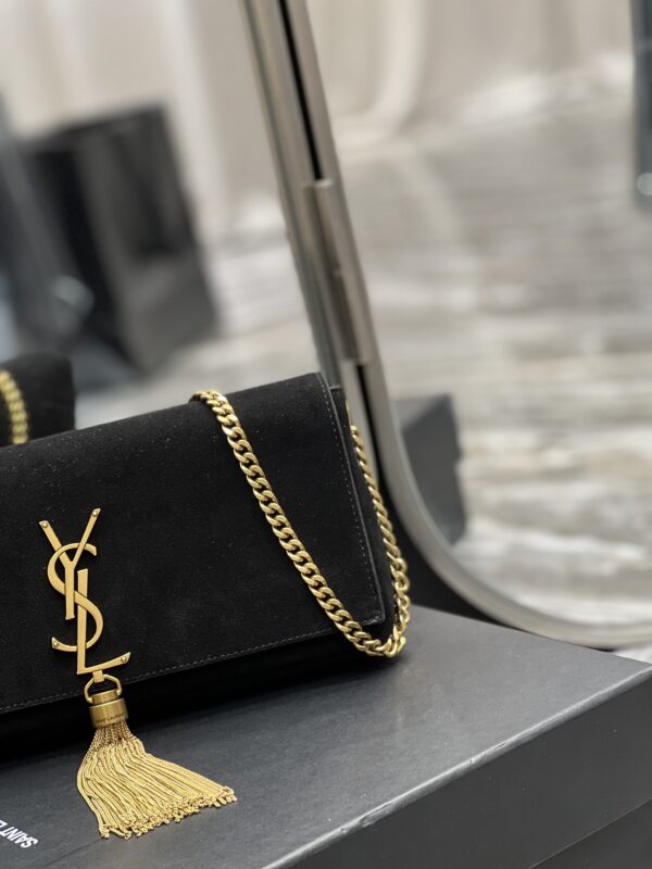 [REP 1:1] Saint Laurent Kate 99 Chain Bag With Tassel Black For Women, Women's Bags 10.2in/26cm YSL