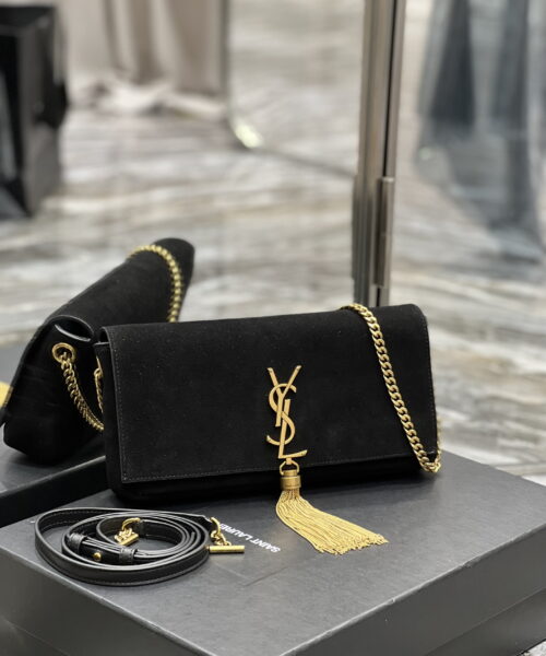 [REP 1:1] Saint Laurent Kate 99 Chain Bag With Tassel Black For Women, Women's Bags 10.2in/26cm YSL