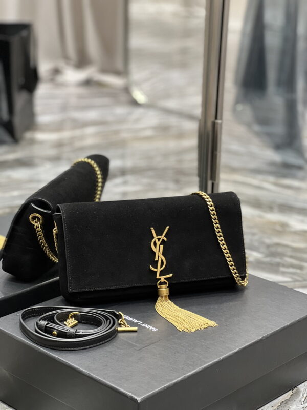 [REP 1:1] Saint Laurent Kate 99 Chain Bag With Tassel Black For Women, Women's Bags 10.2in/26cm YSL