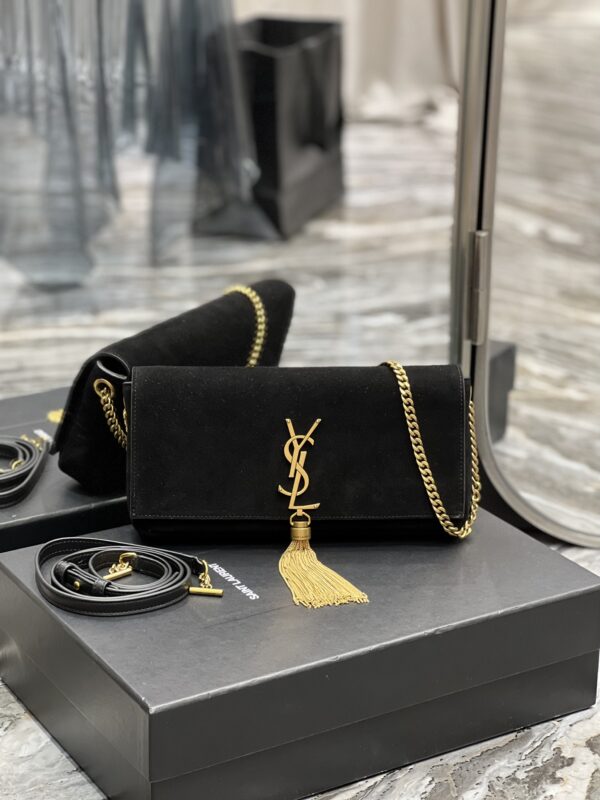 [REP 1:1] Saint Laurent Kate 99 Chain Bag With Tassel Black For Women, Women's Bags 10.2in/26cm YSL
