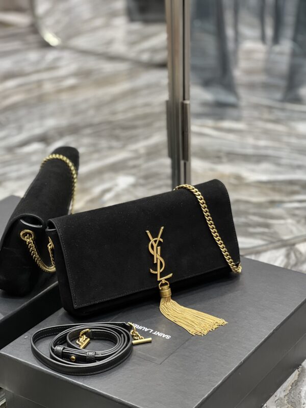 [REP 1:1] Saint Laurent Kate 99 Chain Bag With Tassel Black For Women, Women's Bags 10.2in/26cm YSL