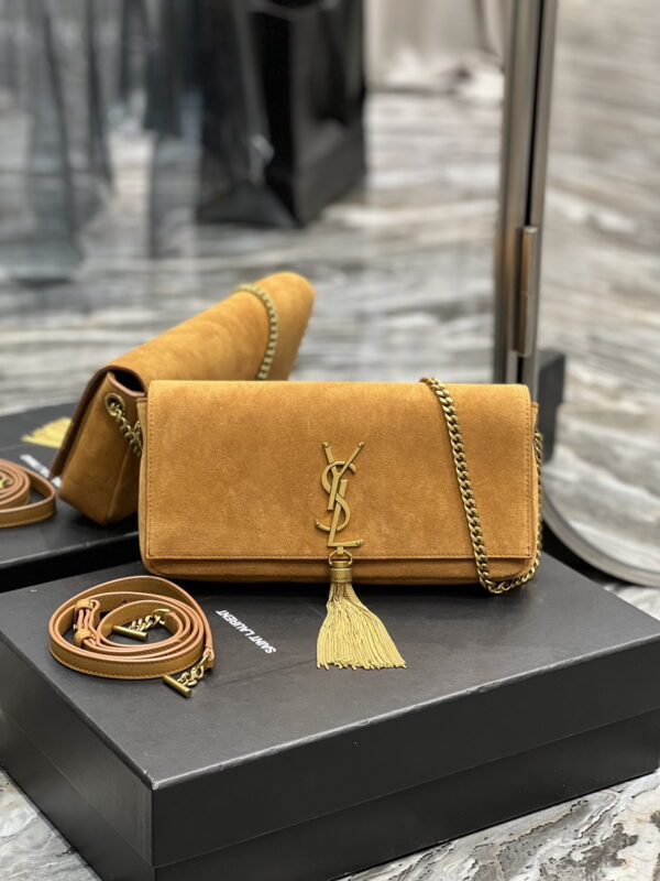 [REP 1:1] Saint Laurent Kate 99 Chain Bag With Tassel Brown For Women, Women's Bags 10.2in/26cm YSL