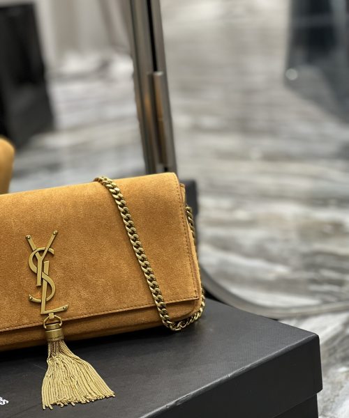 [REP 1:1] Saint Laurent Kate 99 Chain Bag With Tassel Brown For Women, Women's Bags 10.2in/26cm YSL