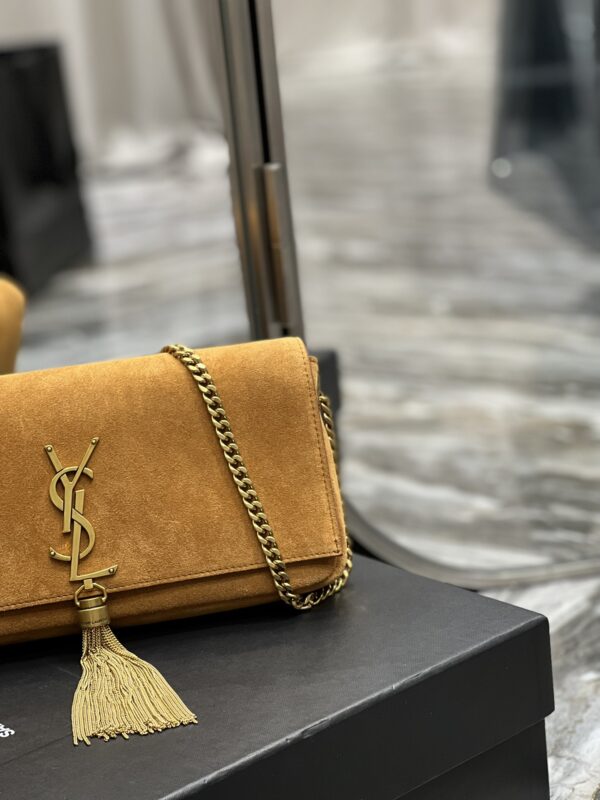 [REP 1:1] Saint Laurent Kate 99 Chain Bag With Tassel Brown For Women, Women's Bags 10.2in/26cm YSL