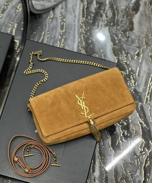 [REP 1:1] Saint Laurent Kate 99 Chain Bag With Tassel Brown For Women, Women's Bags 10.2in/26cm YSL