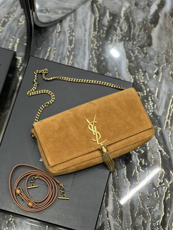 [REP 1:1] Saint Laurent Kate 99 Chain Bag With Tassel Brown For Women, Women's Bags 10.2in/26cm YSL