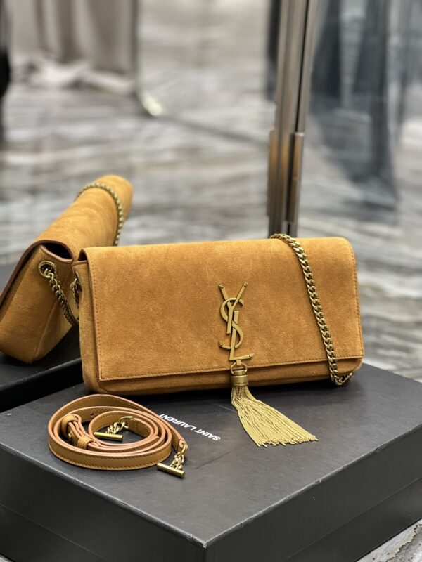 [REP 1:1] Saint Laurent Kate 99 Chain Bag With Tassel Brown For Women, Women's Bags 10.2in/26cm YSL