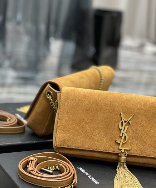 [REP 1:1] Saint Laurent Kate 99 Chain Bag With Tassel Brown For Women, Women's Bags 10.2in/26cm YSL