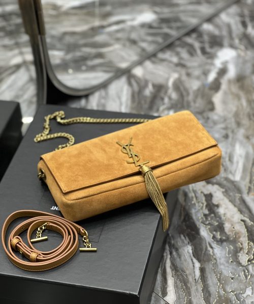 [REP 1:1] Saint Laurent Kate 99 Chain Bag With Tassel Brown For Women, Women's Bags 10.2in/26cm YSL