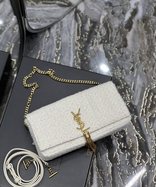 [REP 1:1] Saint Laurent Kate 99 Chain Bag With Tassel White For Women, Women's Bags 10.2in/26cm YSL