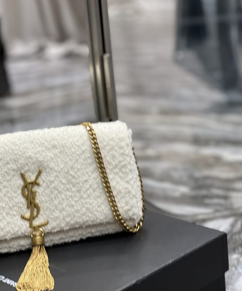 [REP 1:1] Saint Laurent Kate 99 Chain Bag With Tassel White For Women, Women's Bags 10.2in/26cm YSL