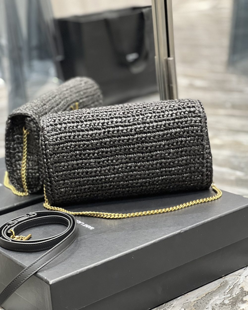 [REP 1:1] Saint Laurent Kate Medium Chain Bag Black For Women 10.2in/26cm YSL