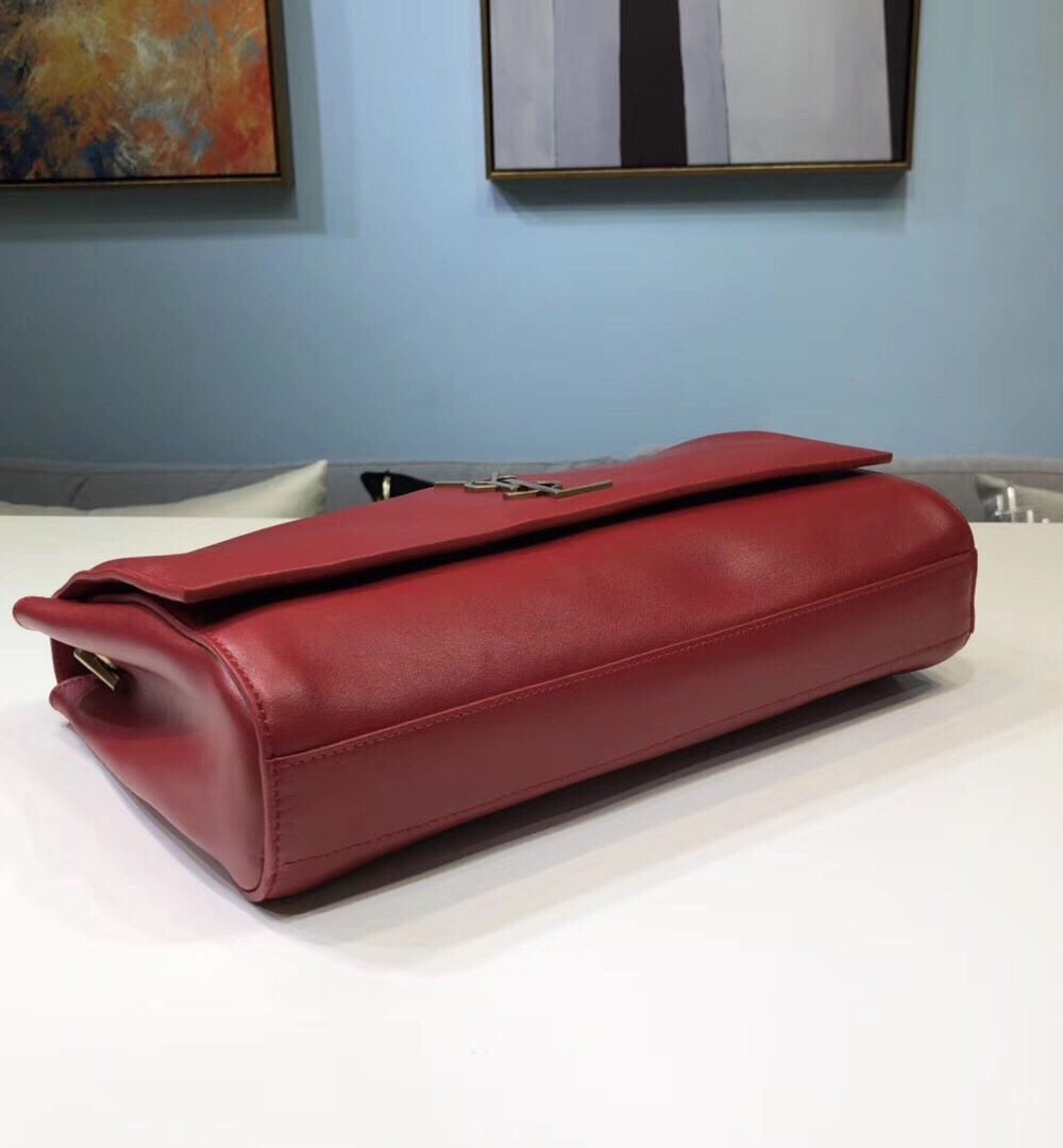 [REP 1:1] Saint Laurent Kate Medium Chain Bag In Grain De Poudre Red For Women 9.4in/24cm YSL 364021BOW0J6008