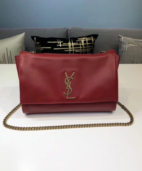 [REP 1:1] Saint Laurent Kate Medium Chain Bag In Grain De Poudre Red For Women 9.4in/24cm YSL 364021BOW0J6008