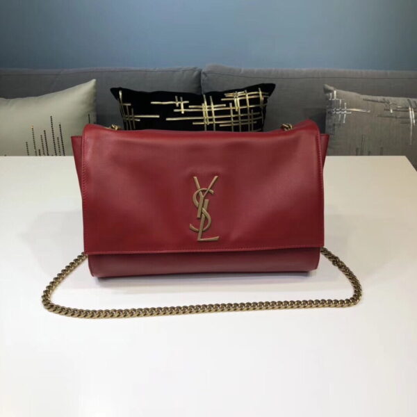 [REP 1:1] Saint Laurent Kate Medium Chain Bag In Grain De Poudre Red For Women 9.4in/24cm YSL 364021BOW0J6008